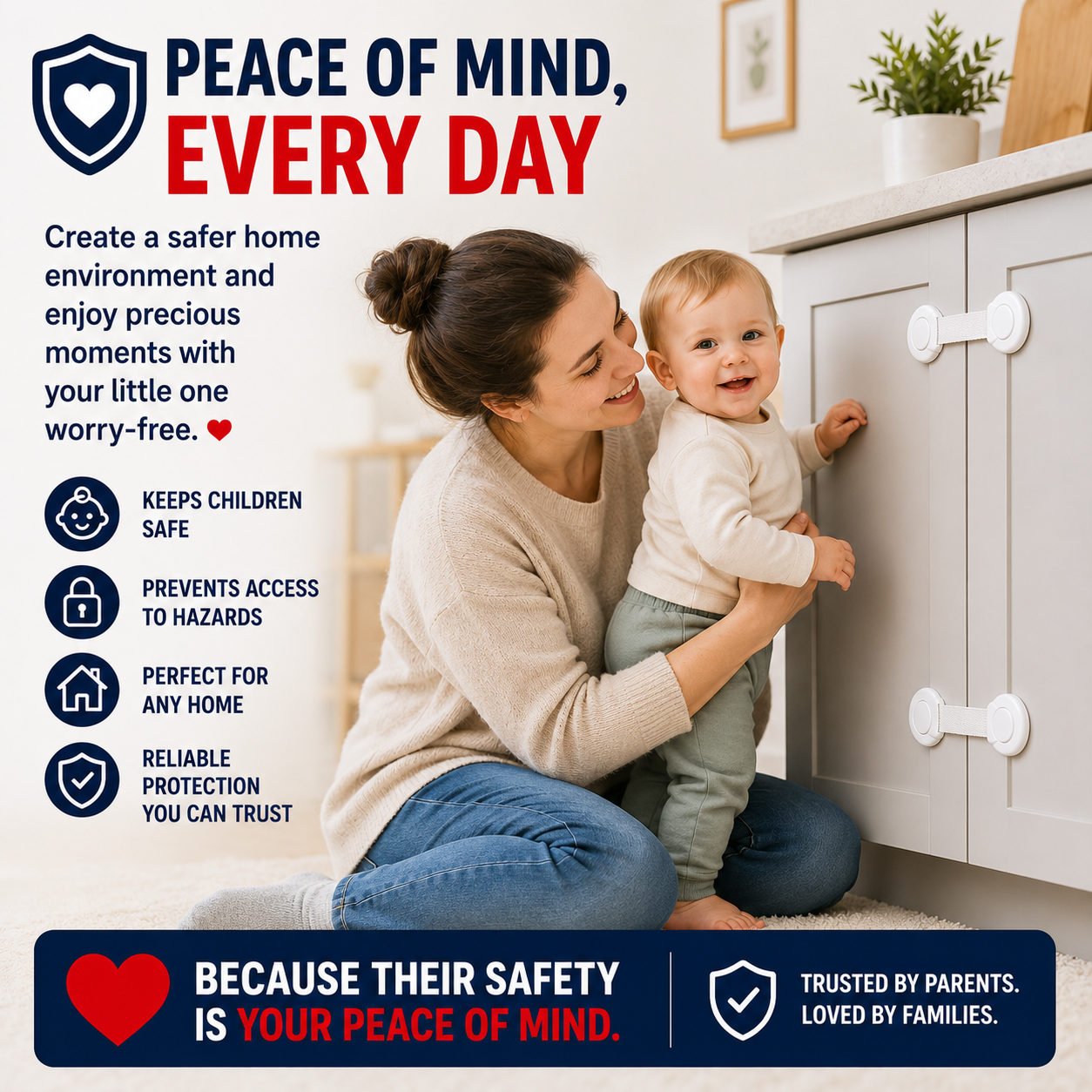 Baby Safety Starter Kit | 10 Cabinet Locks + FREE Spinner Toy