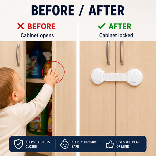 Baby Safety Starter Kit | 10 Cabinet Locks + FREE Spinner Toy