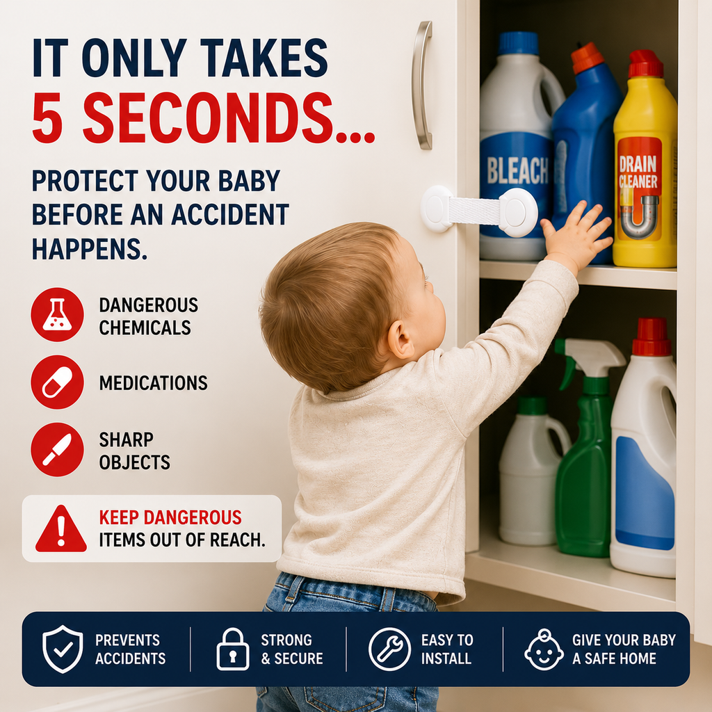 Baby Safety Starter Kit | 10 Cabinet Locks + FREE Spinner Toy